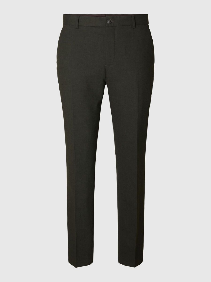 Selected WOVEN WOOL BLEND TROUSERS, Dark Green, highres - 16087869_DarkGreen_001.jpg