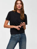 Selected COTON T-SHIRT, Black, highres - 16043884_Black_008.jpg