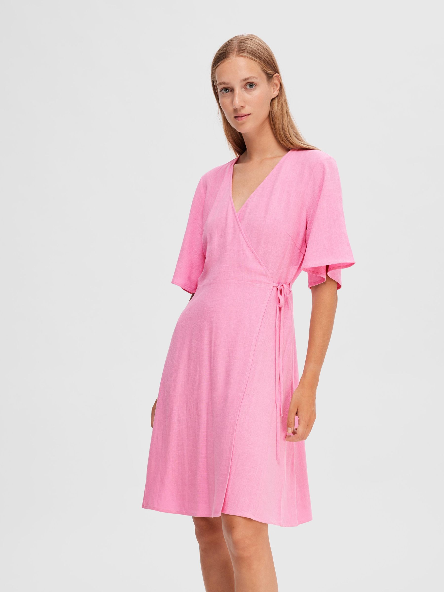 HALF SLEEVE WRAP DRESS Pink SELECTED FEMME