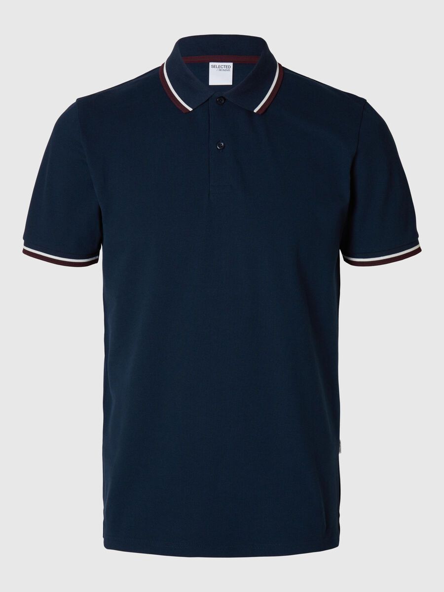 Selected SHORT SLEEVED POLO SHIRT, Dark Sapphire, highres - 16095852_DarkSapphire_001.jpg
