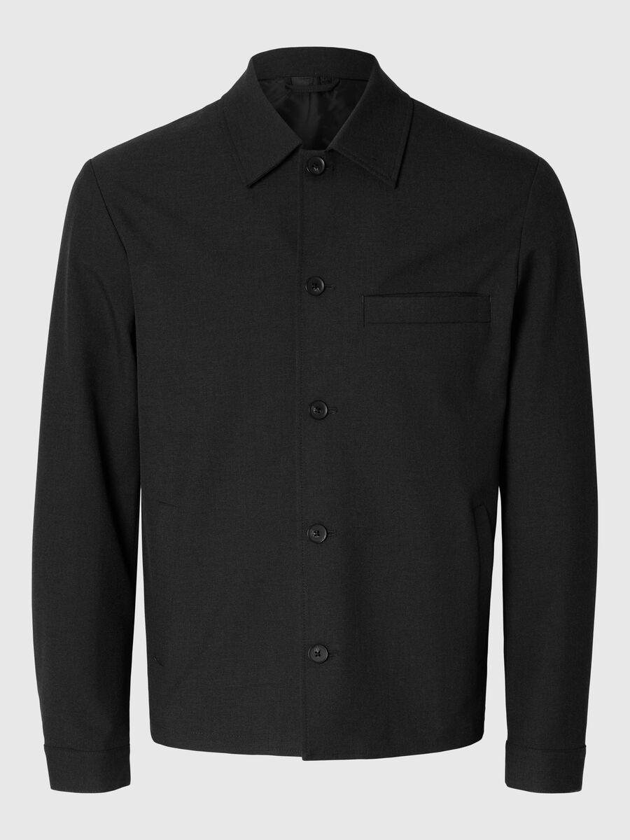 Selected TAILORED OVERSHIRT, Black, highres - 16096572_Black_001.jpg