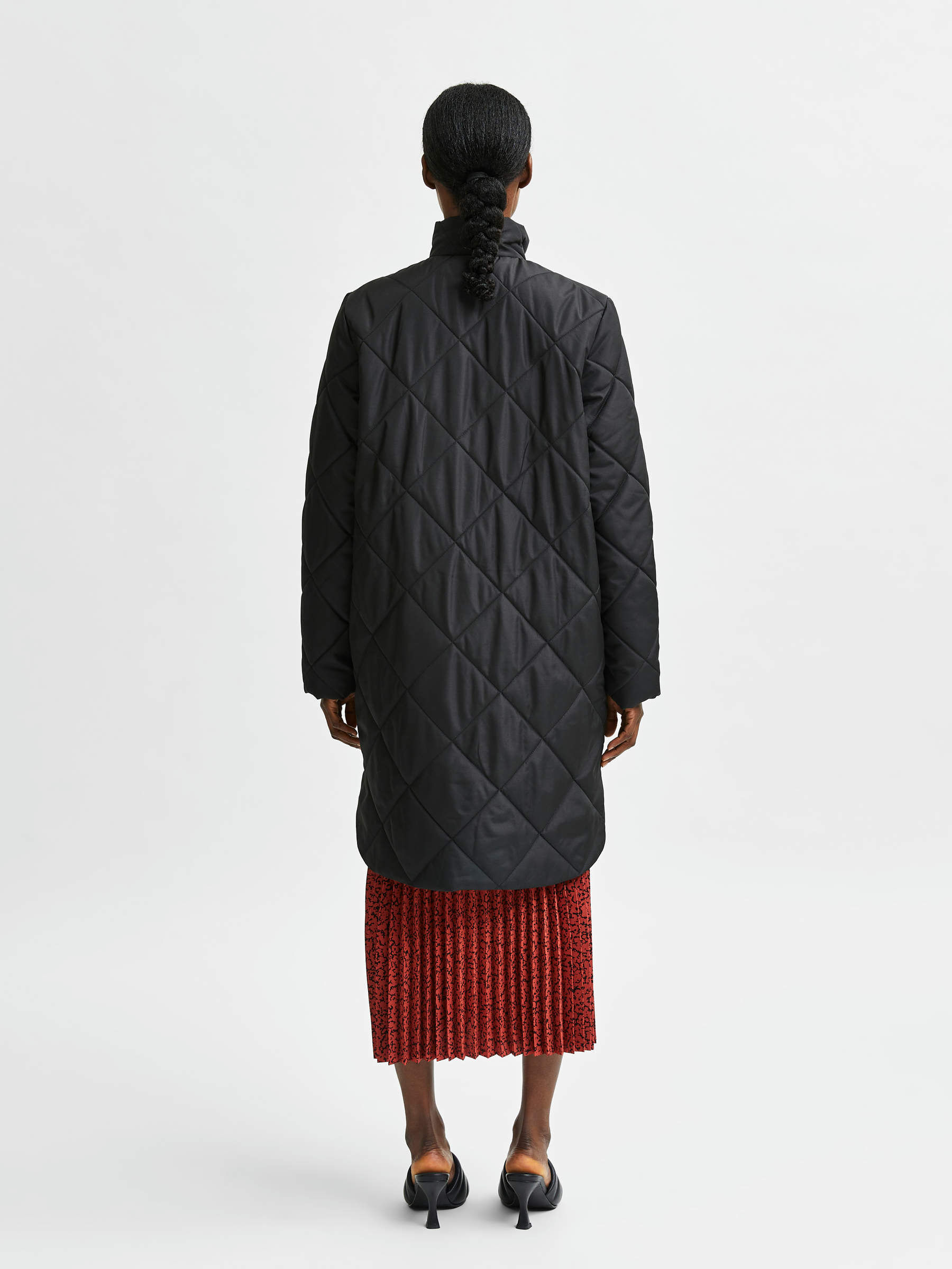 LONG QUILTED COAT | Black | SELECTED HOMME®