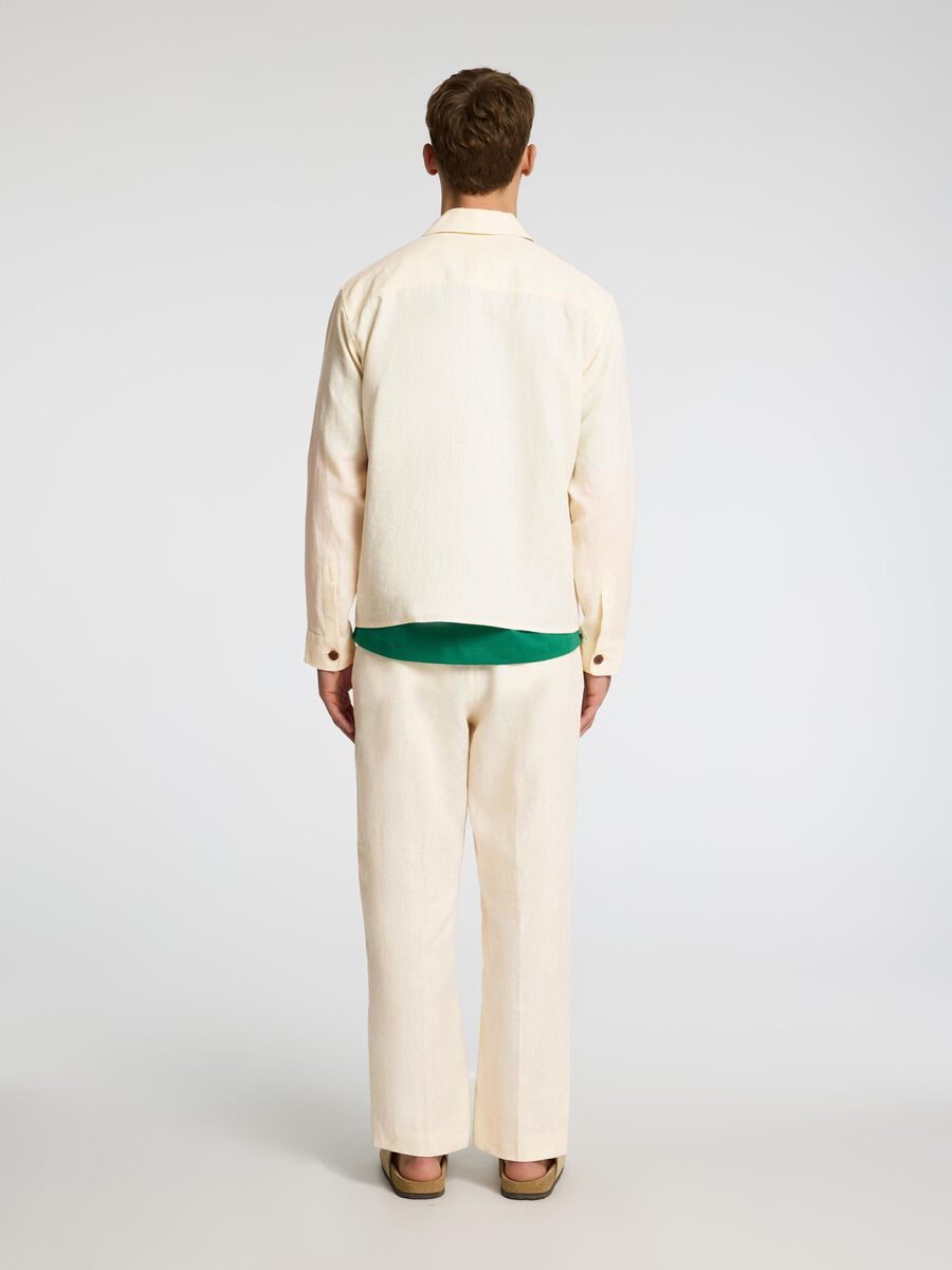 Selected 100% LINEN OVERSHIRT, Egret, highres - 16098995_Egret_004.jpg