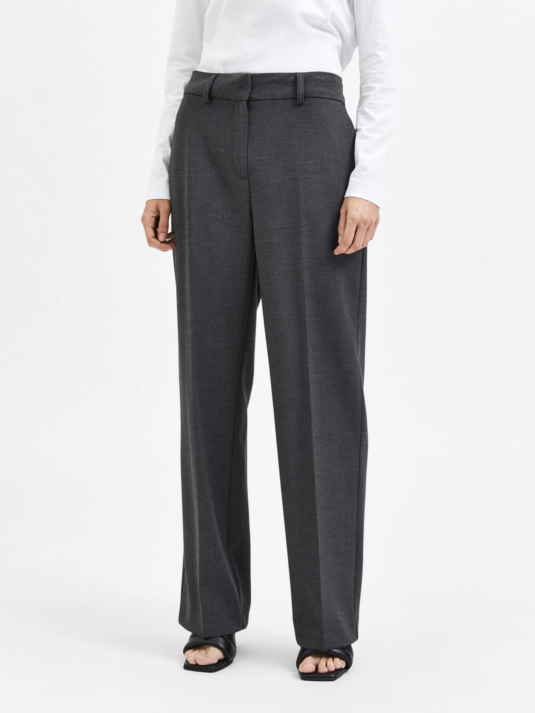 Dark grey wide leg trousers hotsell