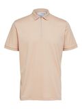 Selected ZIPPER POLO SHIRT, Pink Sand, highres - 16079026_PinkSand_001.jpg