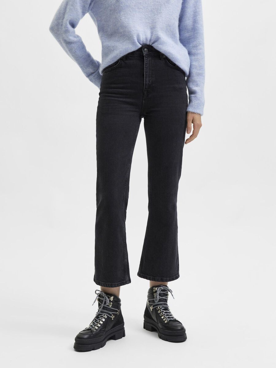 Selected HIGH WAISTED KICK FLARE JEANS, Black Denim, highres - 16081372_BlackDenim_003.jpg