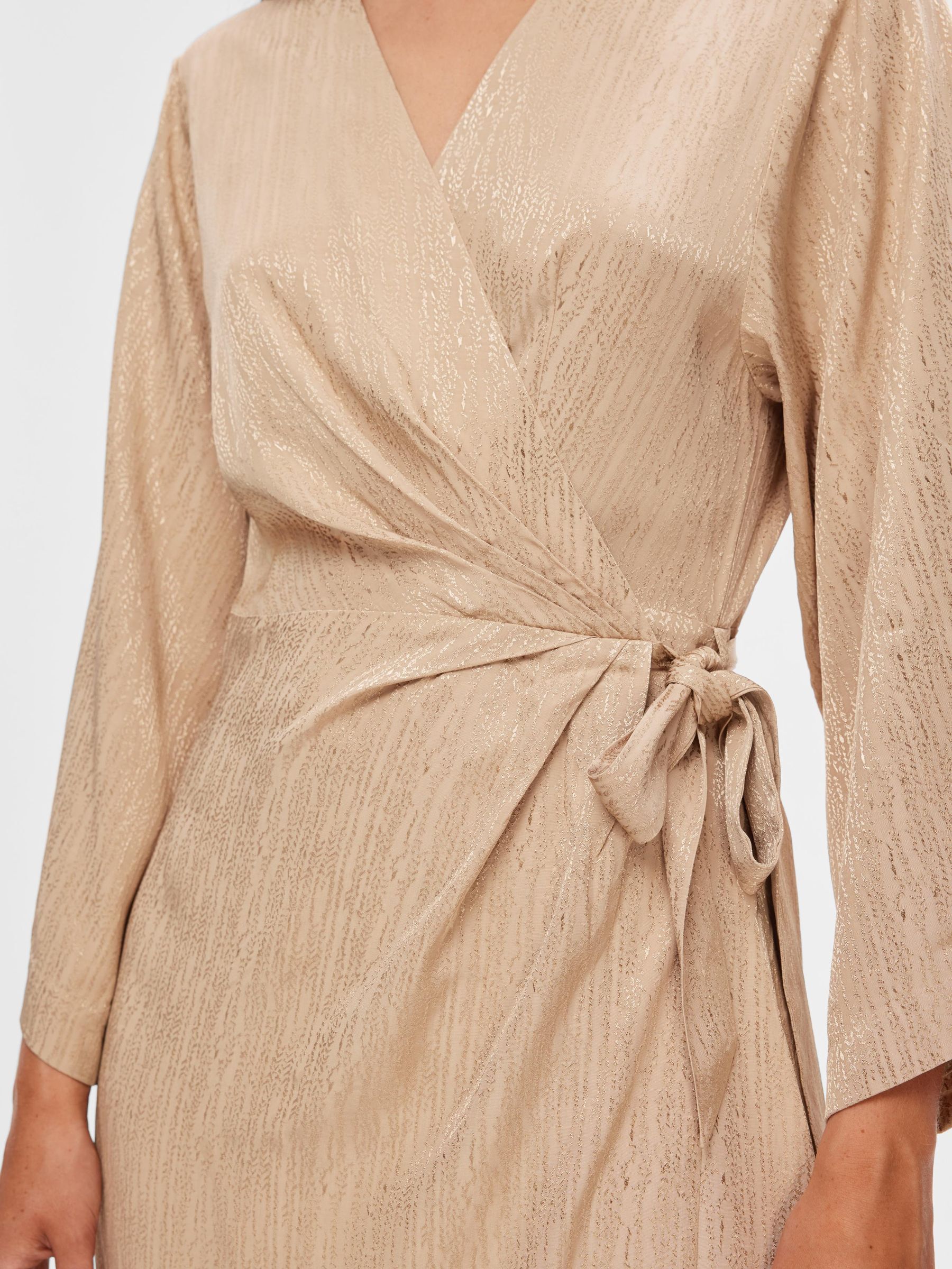 TEXTURED WRAP DRESS Brown SELECTED FEMME