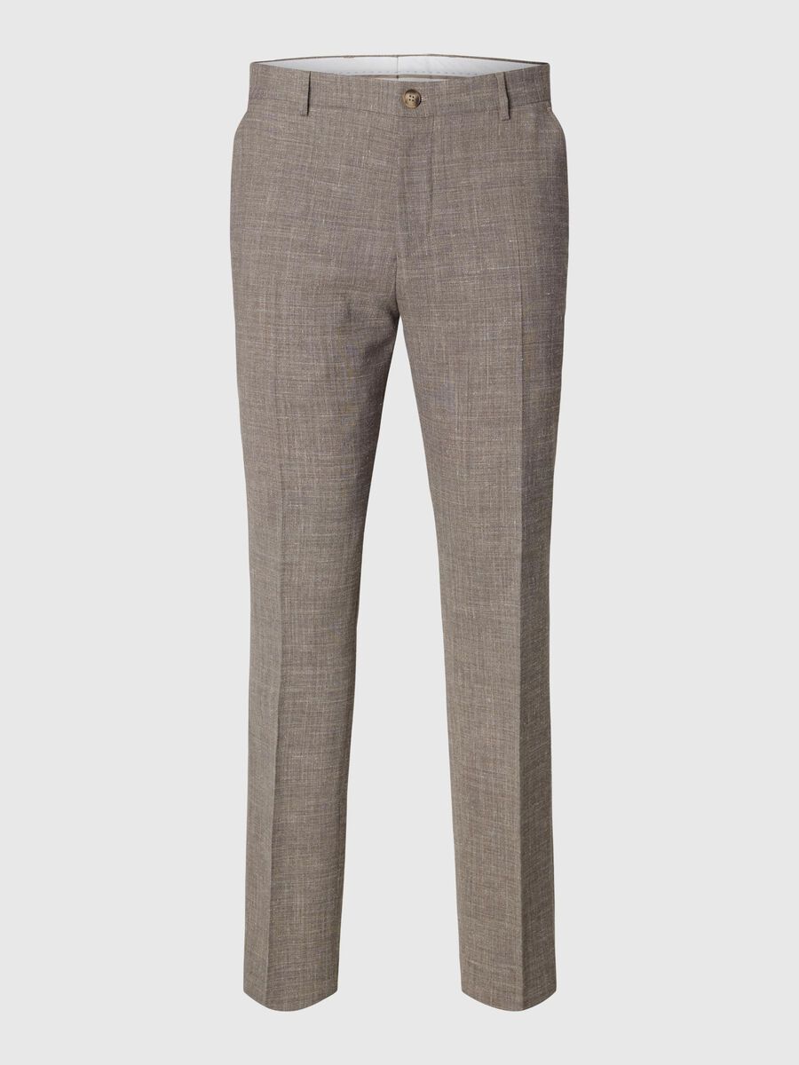 Selected SLIM FIT SUIT TROUSERS, Dark Sand Melange, highres - 16087871_DarkSandMelange_001.jpg