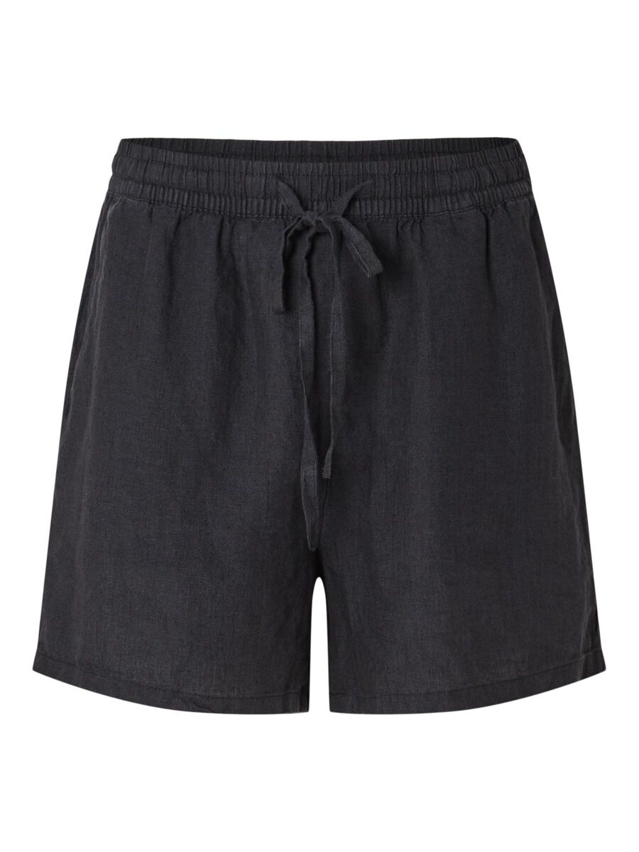 Selected LINEN SHORTS, Black, highres - 16093808_Black_001.jpg