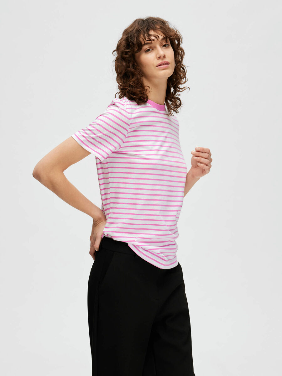 Selected STRIPED T-SHIRT, Cyclamen, highres - 16089127_Cyclamen_1014529_003.jpg