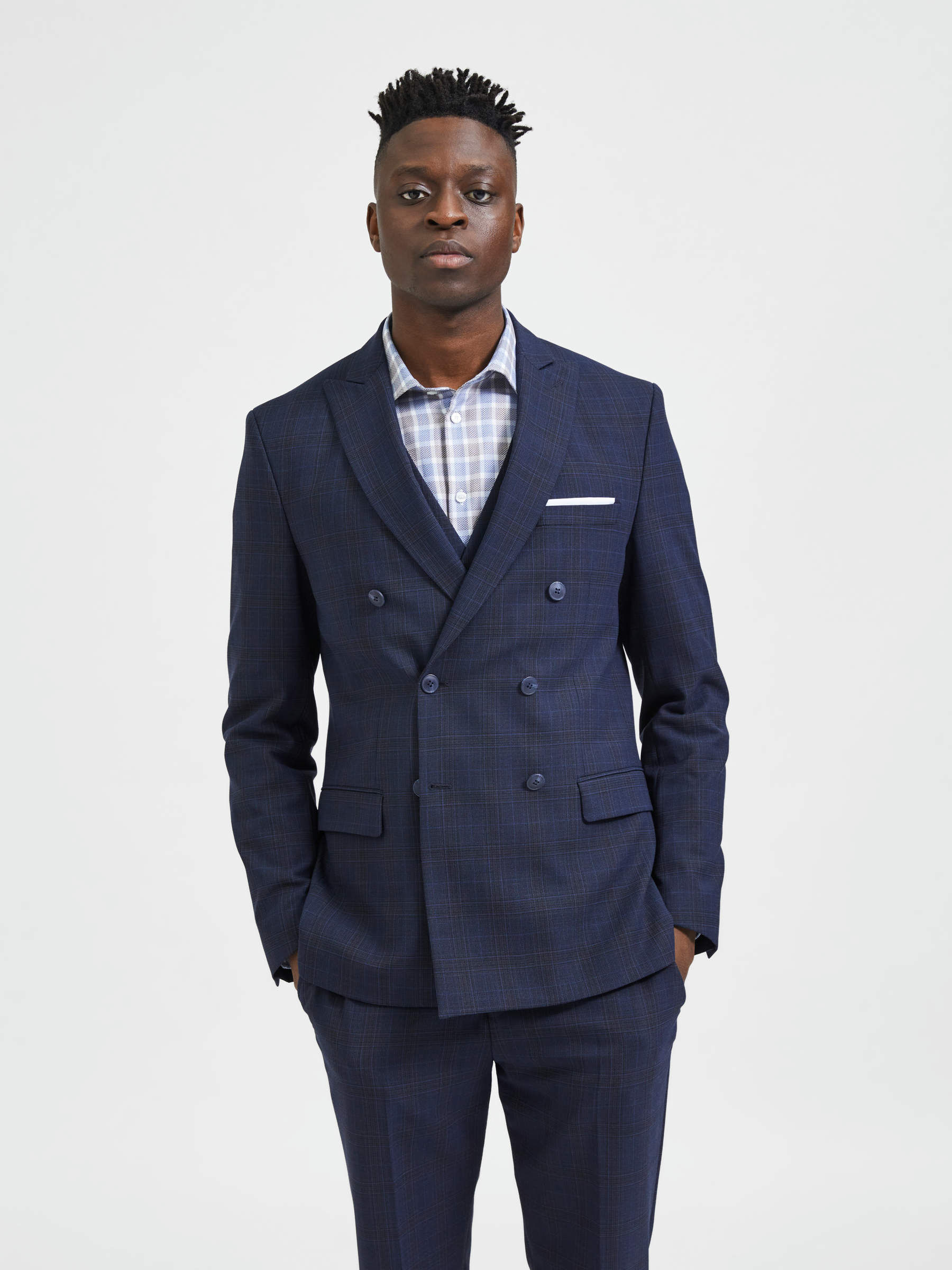 Checked double breasted blazer 2025