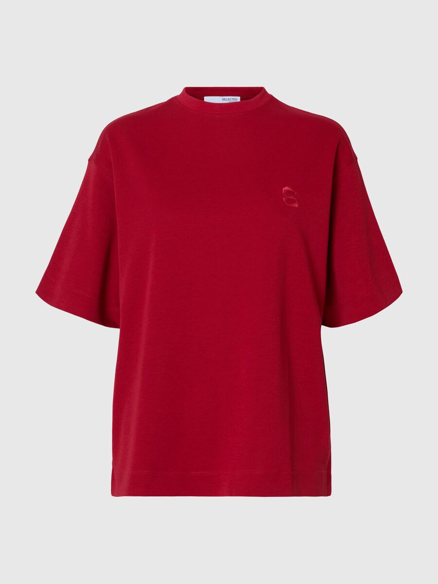 Selected AFSLAPPET PASFORM T-SHIRT MED RUND HALS, Savvy Red, highres - 16099056_SavvyRed_001.jpg