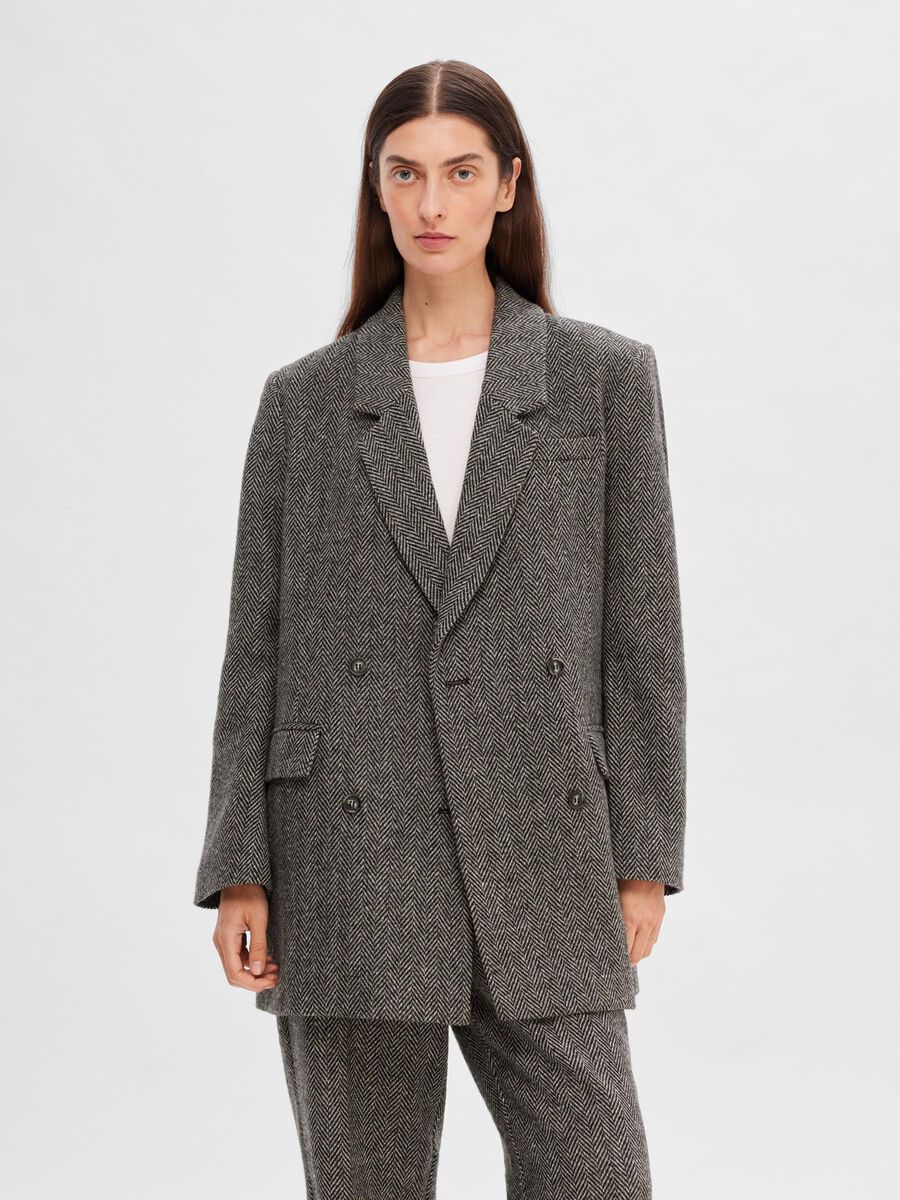 Selected SKRÆDDERSYEDE DOBBELTRADET BLAZER, Dark Grey Melange, highres - 16091189_DarkGreyMelange_1054748_003.jpg