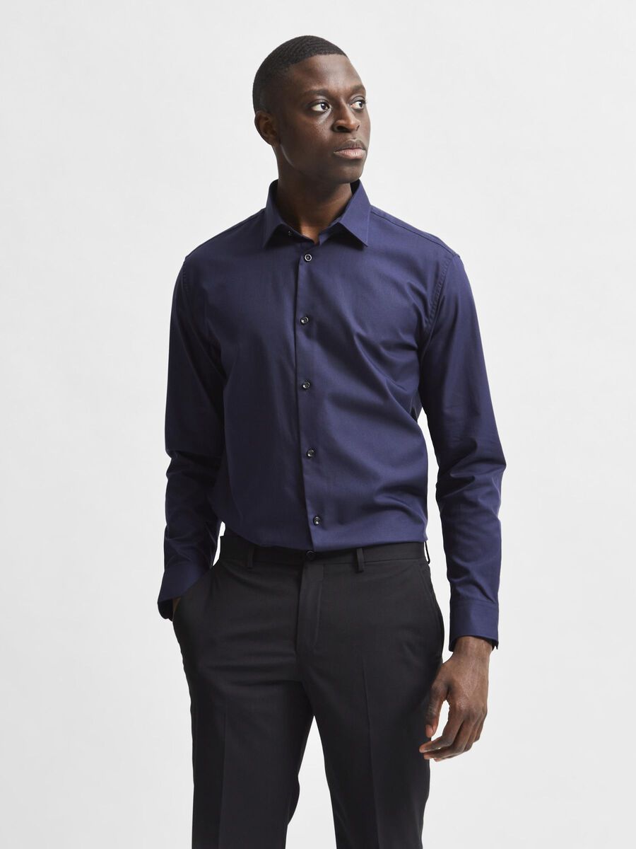 Selected SOFT FORMAL SHIRT, Peacoat, highres - 16080200_Peacoat_003.jpg