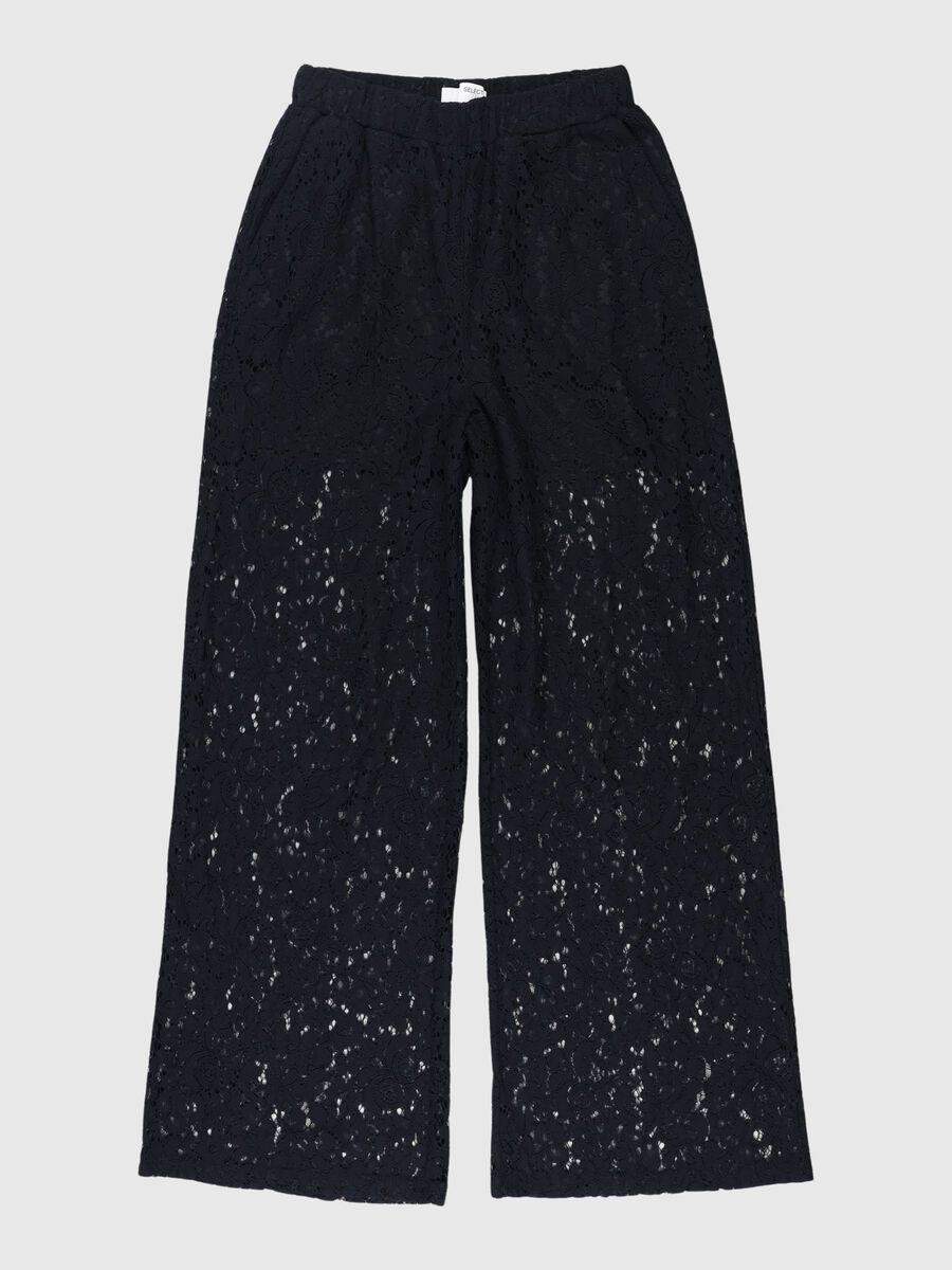 Selected LACE HIGH WAISTED TROUSERS, Black, highres - 80000212_Black_001.jpg