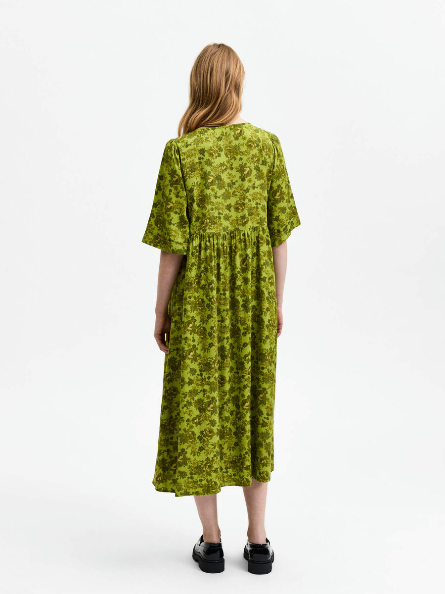 Selected FLORAL ROBE MI-LONGUE, Dark Citron, highres - 16085719_DarkCitron_950585_004.jpg