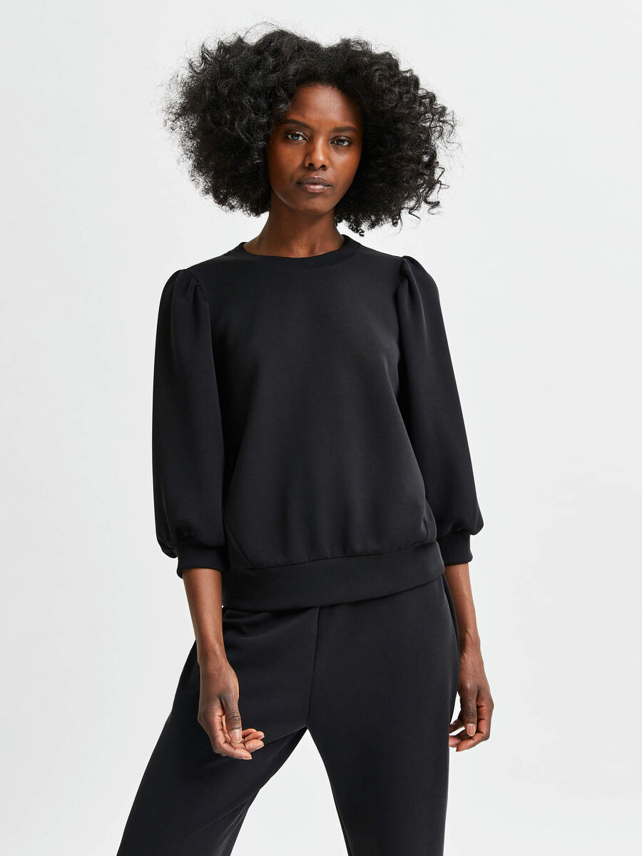 Selected PUFFÄRMEL SWEATSHIRT, Black, highres - 16082379_Black_003.jpg