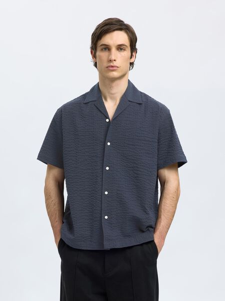 Selected SEERSUCKER SHORT SLEEVED SHIRT, Sky Captain, highres - 16097618_SkyCaptain_003.jpg