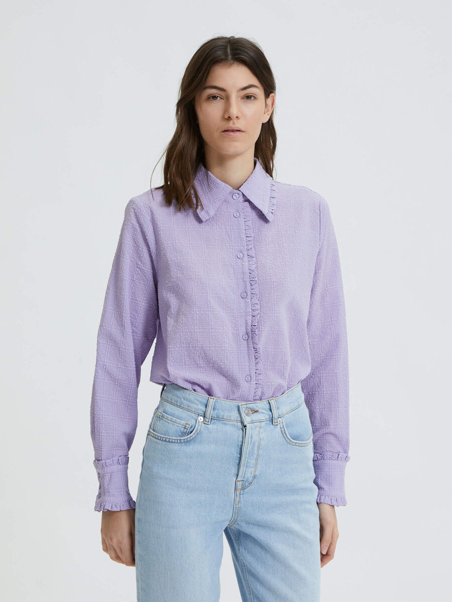 Selected PIQUE TEXTURED SHIRT, Violet Tulip, highres - 16085298_VioletTulip_003.jpg