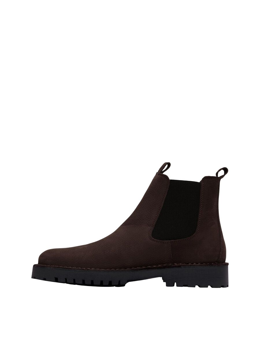 Brown NUBUCK LEATHER CHELSEA BOOTS | Selected®