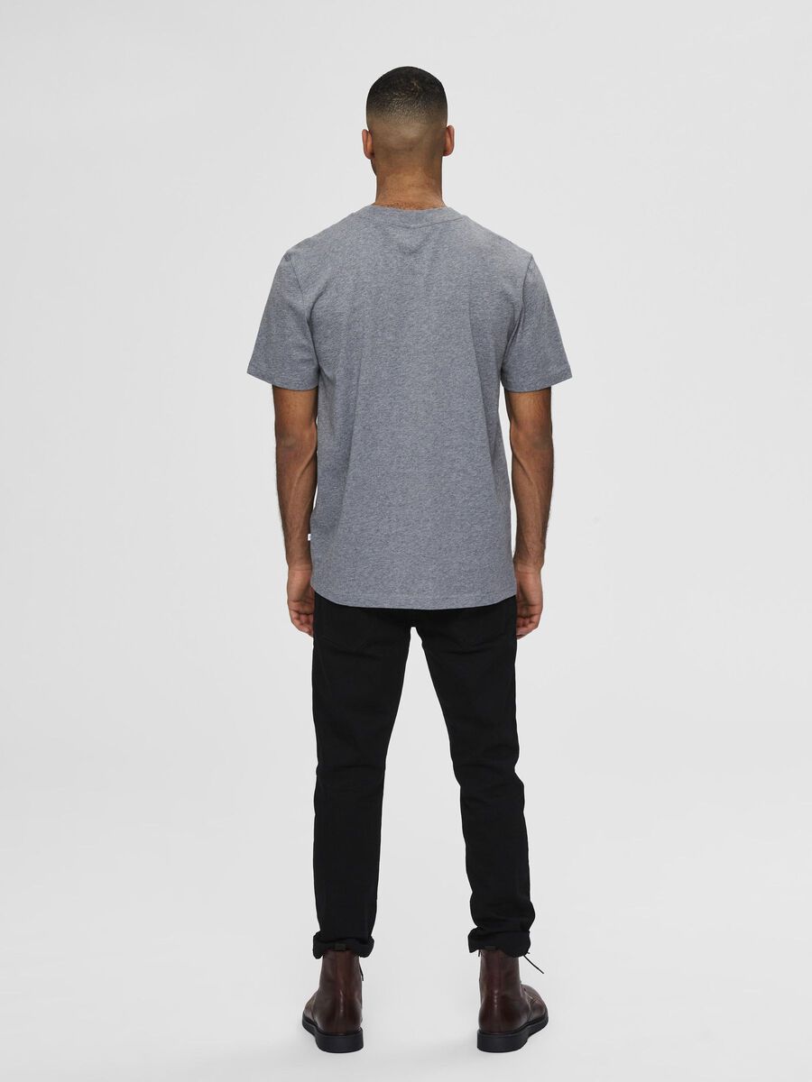 Selected KORTÆRMET T-SHIRT, Medium Grey Melange, highres - 16077385_MediumGreyMelange_004.jpg