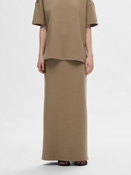 Selected À TAILLE HAUTE JUPE LONGUE, Greige, highres - 16092898_Greige_003.jpg