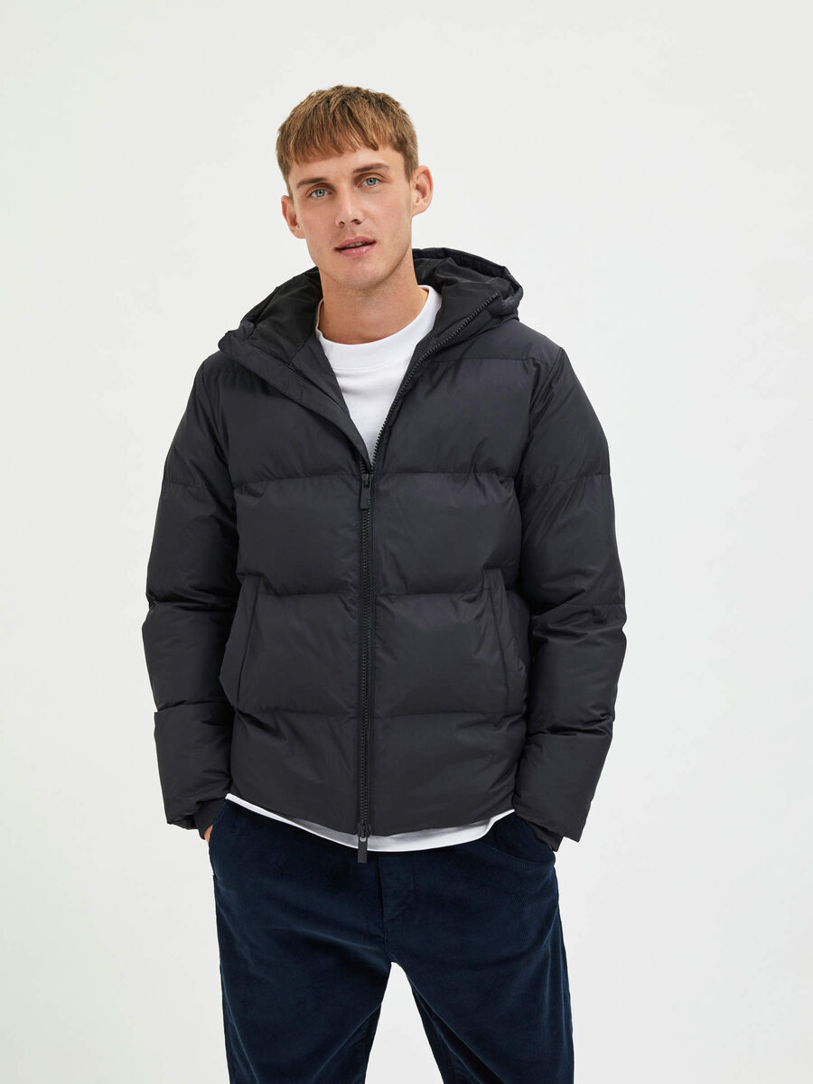 Selected SHORT PUFFER JACKET, Black, highres - 16089248_Black_003.jpg