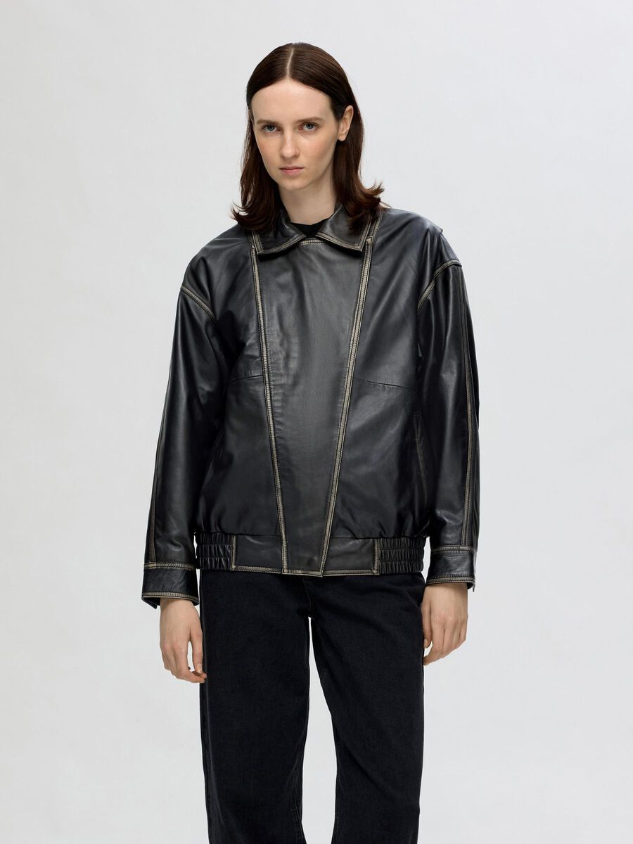 Selected RELAXED FIT LEATHER JACKET, Black, highres - 16096580_Black_1160366_003.jpg