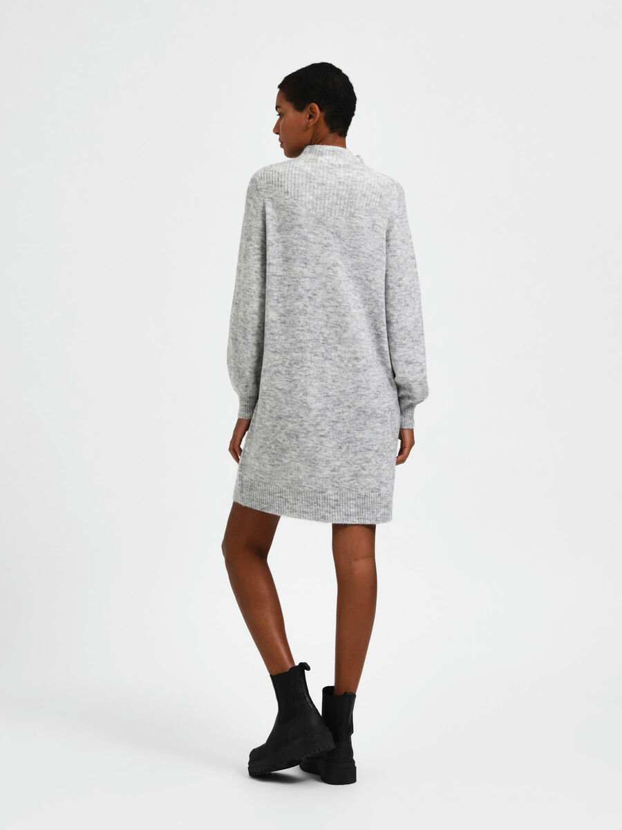 Selected RIBBED KNITTED DRESS, Light Grey Melange, highres - 16087624_LightGreyMelange_004.jpg