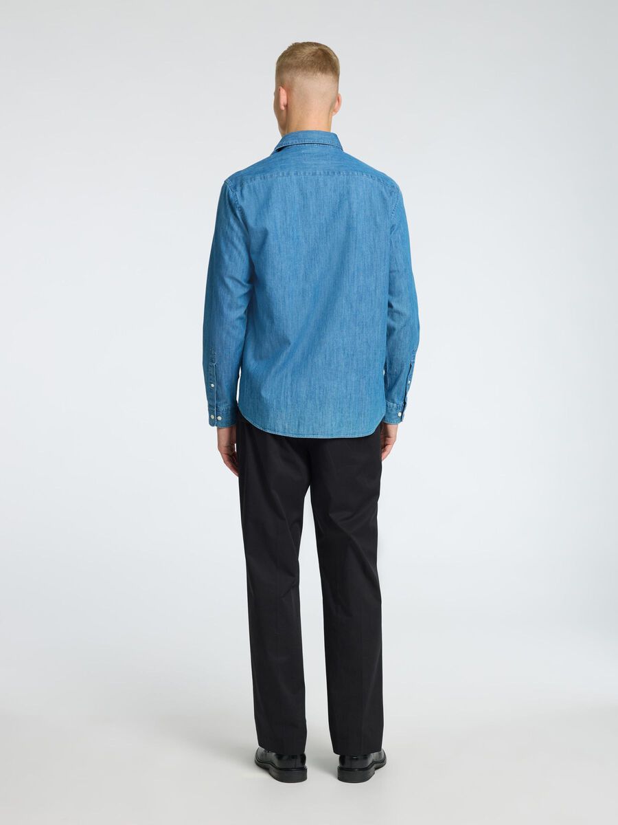 Selected 100% COTTON DENIM SHIRT, Medium Blue Denim, highres - 16095719_MediumBlueDenim_004.jpg