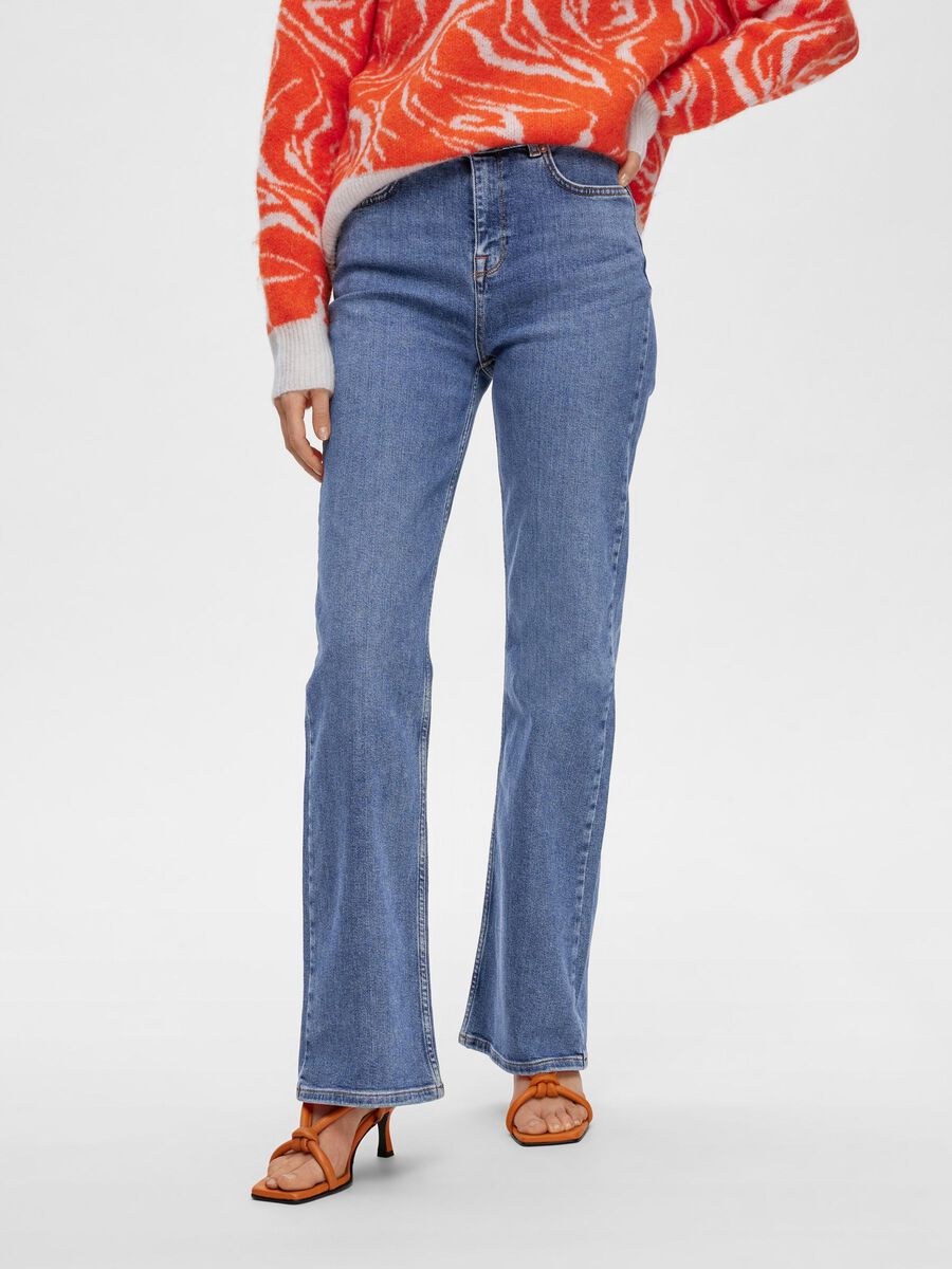 Selected MID-WASH HIGH WAISTED JEANS, Medium Blue Denim, highres - 16088224_MediumBlueDenim_003.jpg