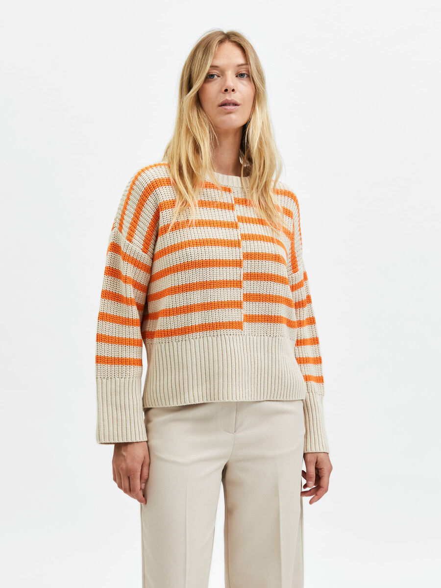 Selected STRIPED KNITTED PULLOVER, Sandshell, highres - 16084358_Sandshell_1008812_003.jpg