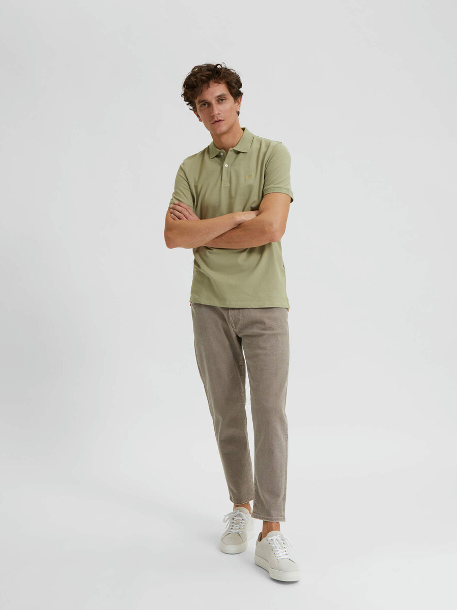 Selected SHORT SLEEVED POLO SHIRT, Tea, highres - 16085910_Tea_956238_005.jpg