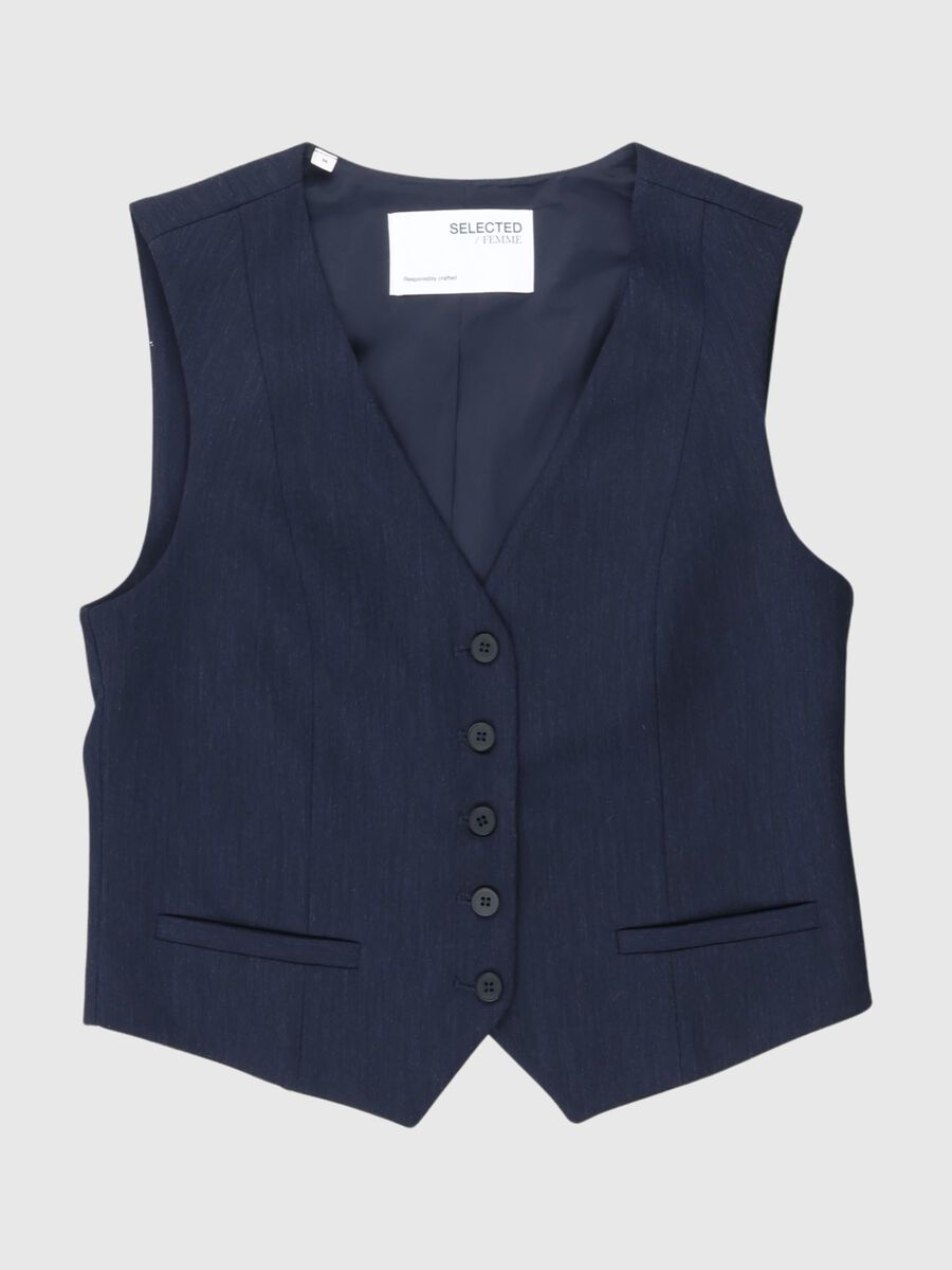 Selected VISKOSEBLANDING SKRÆDDERSYET VEST, Dark Sapphire, highres - 80000286_DarkSapphire_1091298_001.jpg