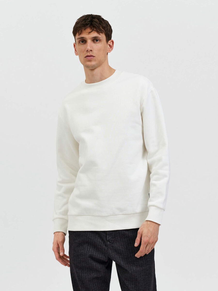 Selected CASUAL SWEATSHIRT, Egret, highres - 16085287_Egret_003.jpg