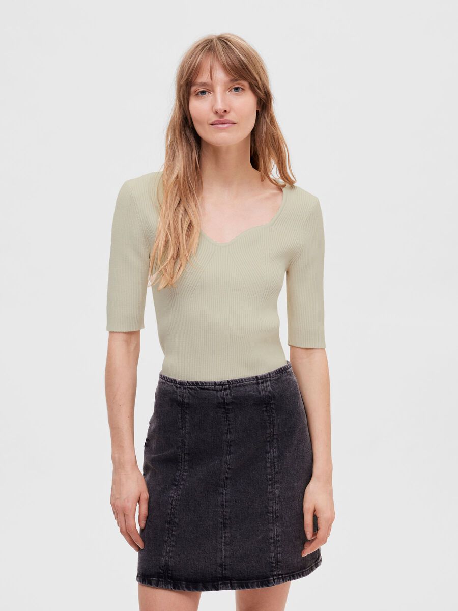 Selected RIBBED KNITTED TOP, Birch, highres - 16091763_Birch_003.jpg