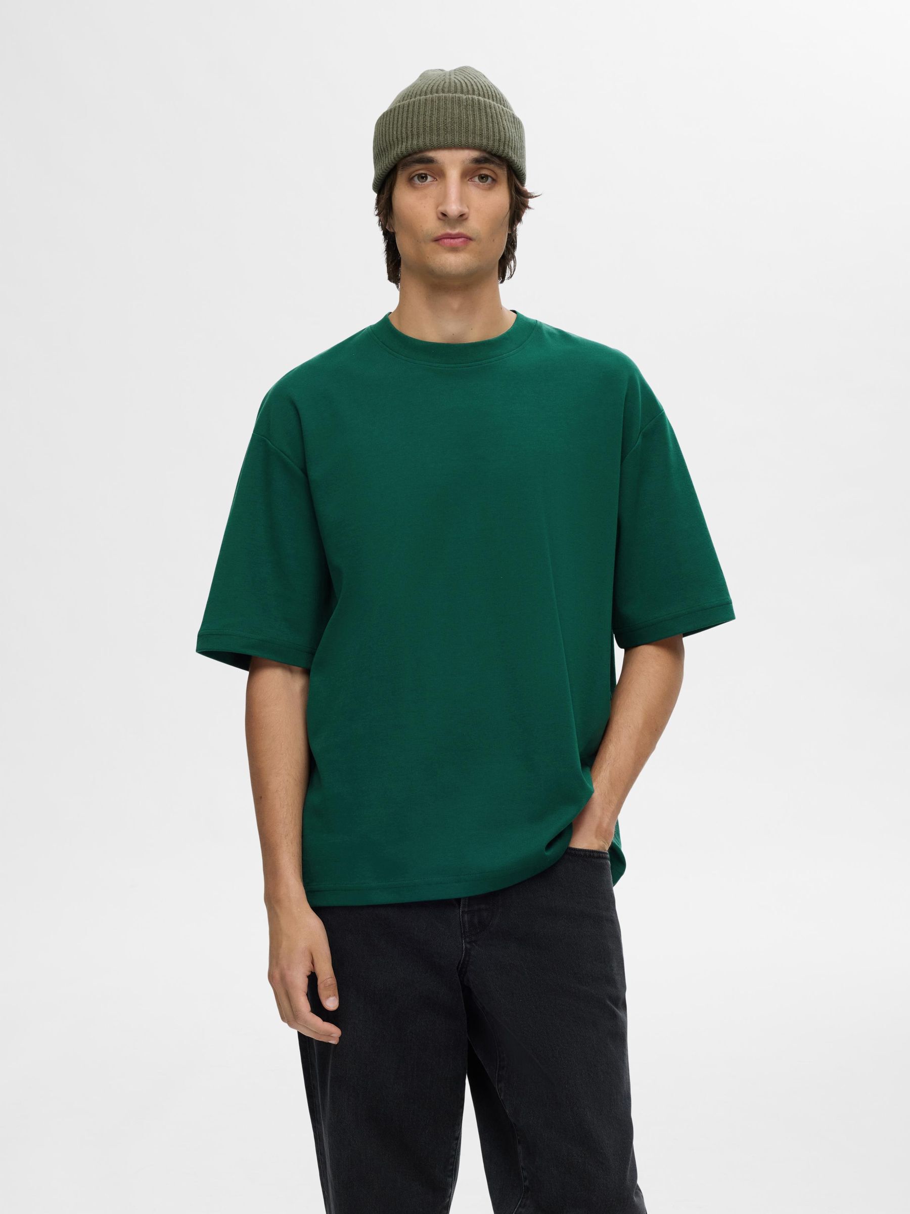 LOOSE FIT T SHIRT Green SELECTED HOMME