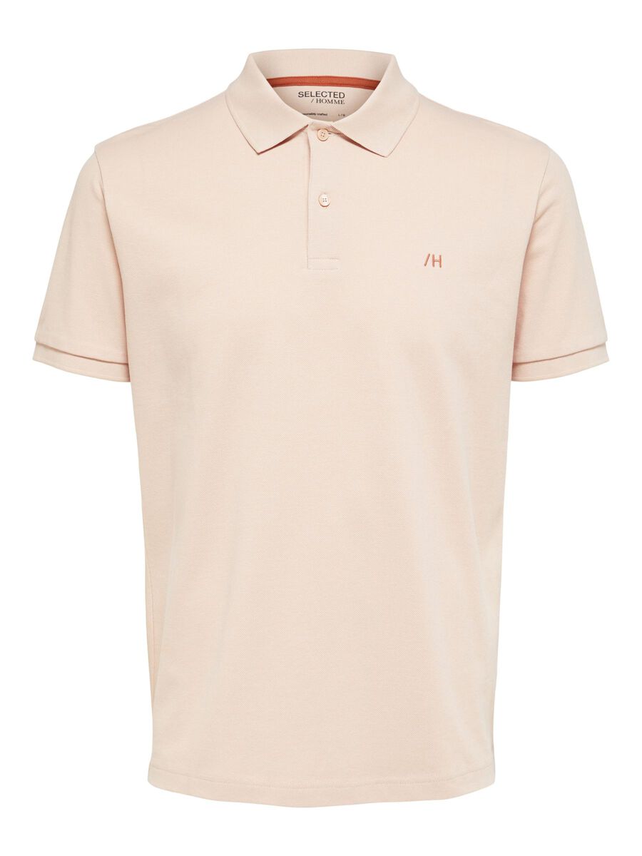 Selected KLASSISCHES POLO SHIRT, Pink Sand, highres - 16087839_PinkSand_001.jpg
