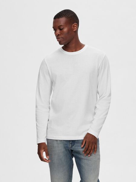 Selected LOT DE 2 PIÈCES EN COTON T-SHIRT À MANCHES LONGUES, Bright White, highres - 16094138_BrightWhite_001.jpg