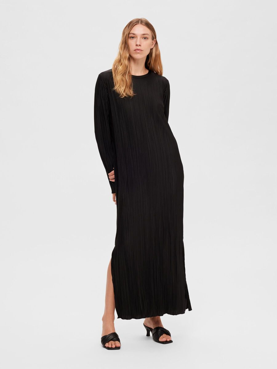 Selected PLISSÉ PLEATED MAXI DRESS, Black, highres - 16090286_Black_003.jpg