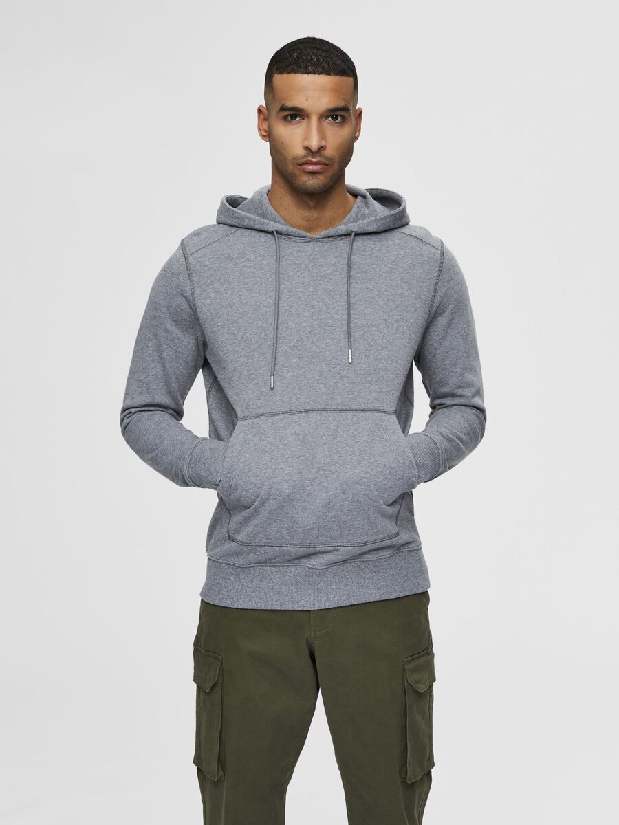 Selected KLASSIEKE HOODIE, Medium Grey Melange, highres - 16077368_MediumGreyMelange_003.jpg