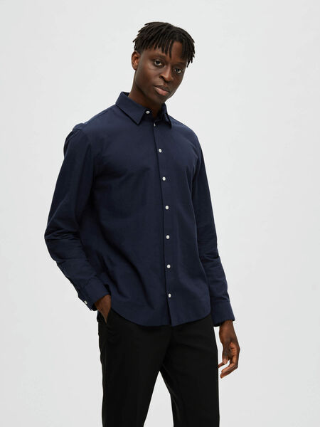 Selected LONG SLEEVED REGULAR FIT LINEN SHIRT, Dark Sapphire, highres - 16079052_DarkSapphire_003.jpg