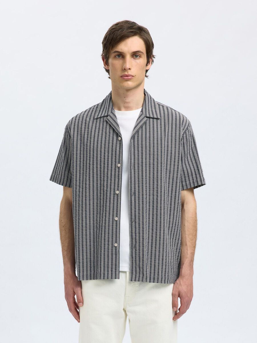 Selected SEERSUCKER SHORT SLEEVED SHIRT, Sky Captain, highres - 16097618_SkyCaptain_1183220_003.jpg