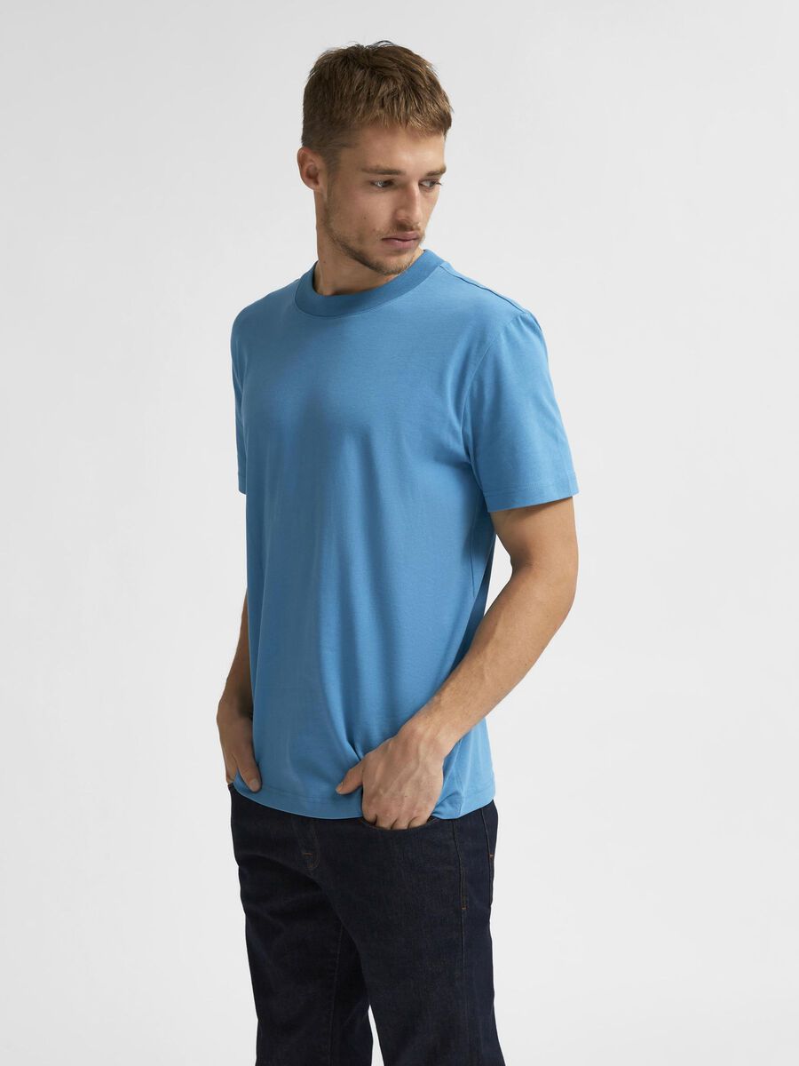 Selected SHORT-SLEEVED RELAXED FIT T-SHIRT, Bluejay, highres - 16077385_Bluejay_003.jpg