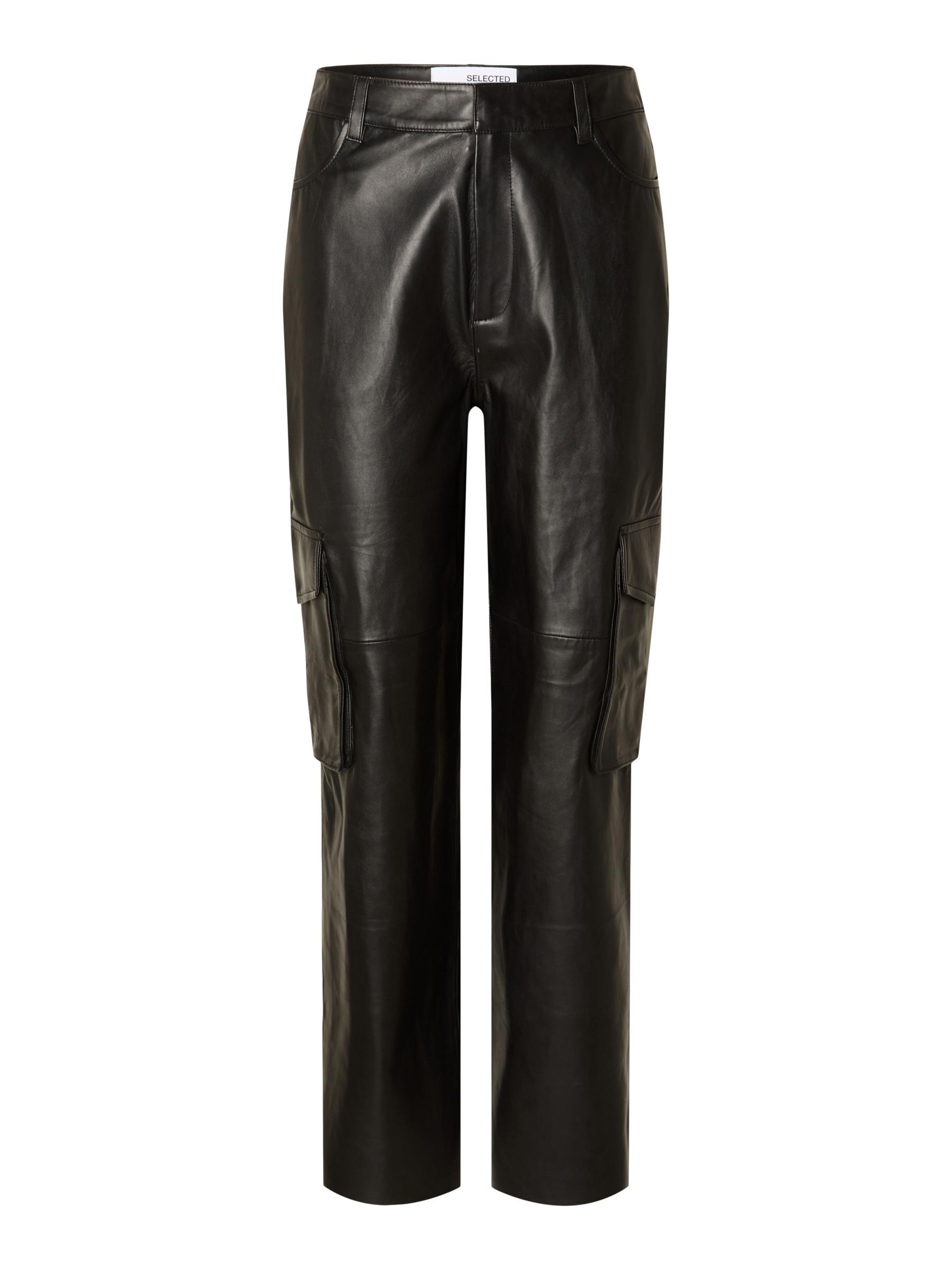 LEATHER CARGO TROUSERS Black SELECTED FEMME