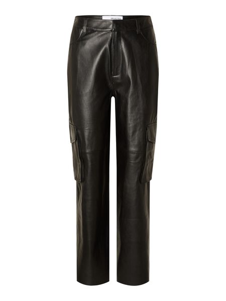 Selected LEATHER CARGO TROUSERS, Black, highres - 16091082_Black_001.jpg