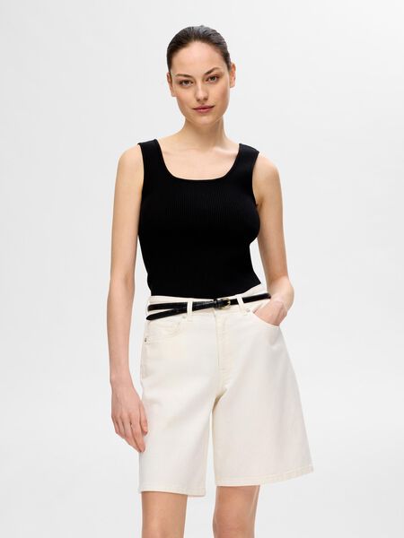 Selected RIBBED KNITTED  TANK TOP, Black, highres - 16093963_Black_003.jpg