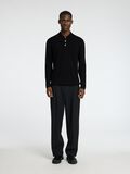 Selected 100% MERINO WOOL KNITTED POLO SHIRT, Black, highres - 16097823_Black_005.jpg