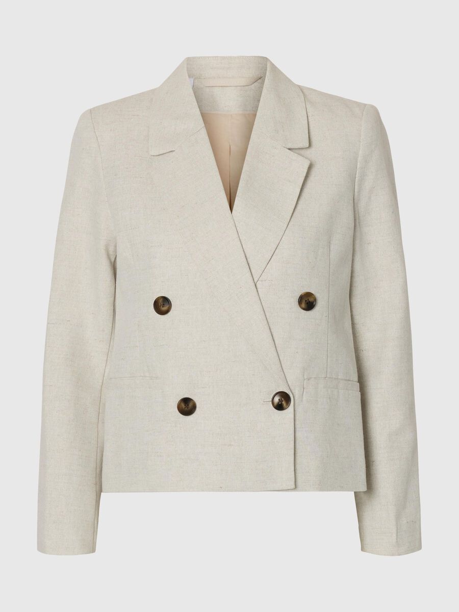 Selected CROPPED LINEN-BLEND BLAZER, Nomad, highres - 16097722_Nomad_001.jpg