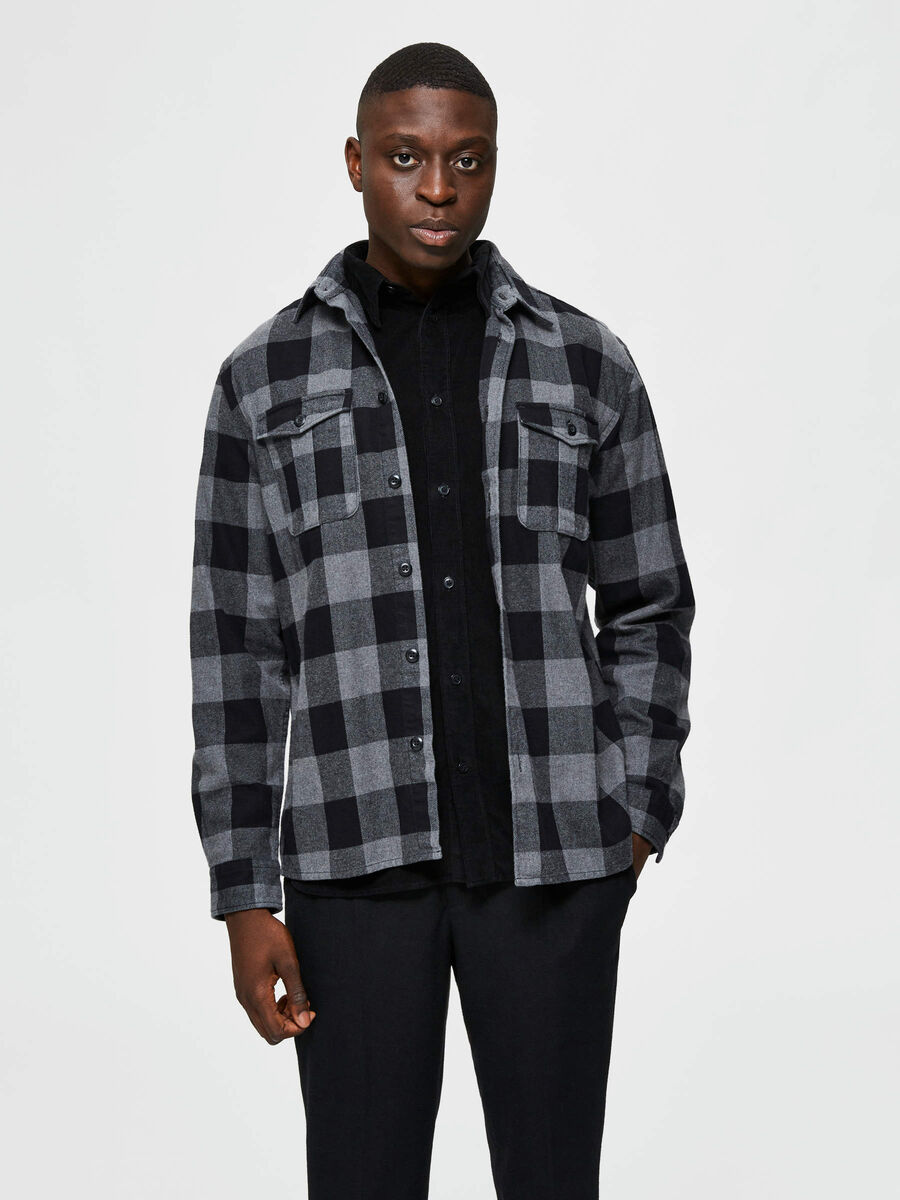 Selected CHECKED LOOSE FIT - OVERSHIRT, Grey, highres - 16075029_Grey_785077_003.jpg